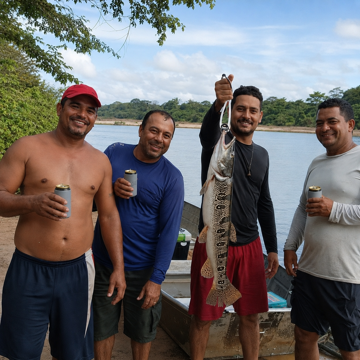 Paulo Roberto e amigos com resultado da pescaria